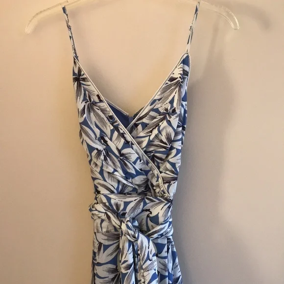 Jonathan Simkhai | Ava Floral Wrap Linen Blend Gown in Pacific Print Size 2 - Picture 3 of 12